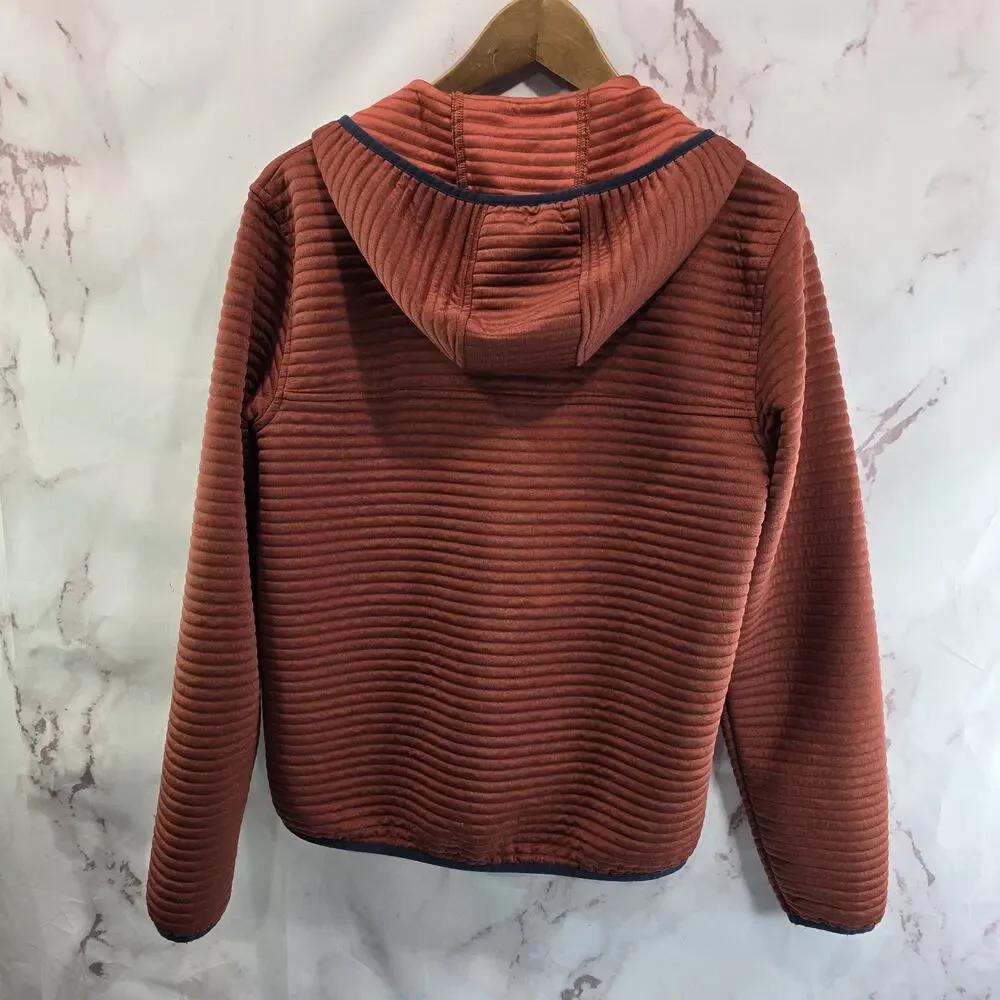 LL Bean Jacket Mens Small R Orange Airlight Hoodie Zip Quilted Slightly Fitted